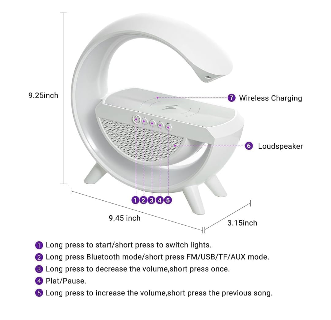 Multifuctional Smart Lamp with Wireless Charger and Bluetooth Speaker